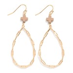 Wholesale paperclip Chain Teardrop Drop Earring Plus Cross L