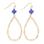 Wholesale paperclip Chain Teardrop Drop Earring Plus Cross L