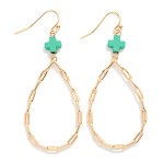 Wholesale paperclip Chain Teardrop Drop Earring Plus Cross L