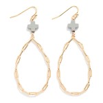 Wholesale paperclip Chain Teardrop Drop Earring Plus Cross L