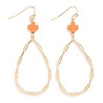 Wholesale paperclip Chain Teardrop Drop Earring Plus Cross L
