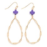 Wholesale paperclip Chain Teardrop Drop Earring Plus Cross L