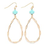 Wholesale paperclip Chain Teardrop Drop Earring Plus Cross L