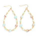 Wholesale marbled Stone Gold Bead Beaded Teardrop Earrings L