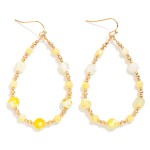 Wholesale marbled Stone Gold Bead Beaded Teardrop Earrings L