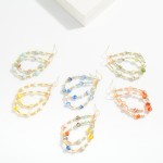 Wholesale marbled Stone Gold Bead Beaded Teardrop Earrings L