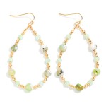 Wholesale marbled Stone Gold Bead Beaded Teardrop Earrings L