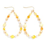 Wholesale beaded Teardrop Earrings Marbled Stone Pearls Gold Tones L