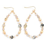 Wholesale beaded Teardrop Earrings Marbled Stone Pearls Gold Tones L