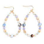 Wholesale beaded Teardrop Earrings Marbled Stone Pearls Gold Tones L