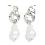 Wholesale metal Chain Link Post Drop Earring Pearl L