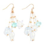 Wholesale tube Bead Iridescent Beach Bead Tassel Drop Earrings L