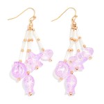 Wholesale tube Bead Iridescent Beach Bead Tassel Drop Earrings L