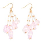 Wholesale tube Bead Iridescent Beach Bead Tassel Drop Earrings L
