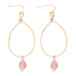 Wholesale metal Wire Teardrop Drop Earrings Faceted Stone Teardrop Detail L