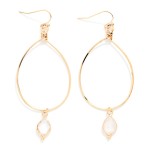 Wholesale metal Wire Teardrop Drop Earrings Faceted Stone Teardrop Detail L