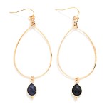 Wholesale metal Wire Teardrop Drop Earrings Faceted Stone Teardrop Detail L