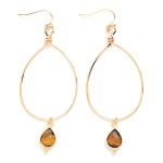 Wholesale metal Wire Teardrop Drop Earrings Faceted Stone Teardrop Detail L