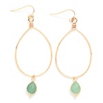 Wholesale metal Wire Teardrop Drop Earrings Faceted Stone Teardrop Detail L