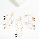 Wholesale metal Wire Teardrop Drop Earrings Faceted Stone Teardrop Detail L