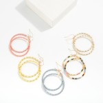 Wholesale tube Beaded Hoop Drop Earrings Metal Stations L
