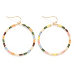 Wholesale tube Beaded Hoop Drop Earrings Metal Stations L