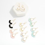 Wholesale textured Metal Rhinestone Teardrop Earrings Fanned Marbled Acetate Bea