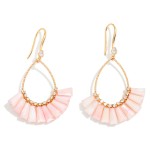 Wholesale textured Metal Rhinestone Teardrop Earrings Fanned Marbled Acetate Bea