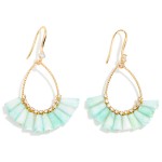 Wholesale textured Metal Rhinestone Teardrop Earrings Fanned Marbled Acetate Bea