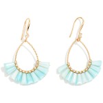 Wholesale textured Metal Rhinestone Teardrop Earrings Fanned Marbled Acetate Bea
