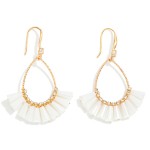 Wholesale textured Metal Rhinestone Teardrop Earrings Fanned Marbled Acetate Bea