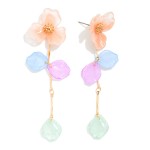 Wholesale acetate Flower Linked Petals Post Drop Earrings L