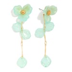 Wholesale acetate Flower Linked Petals Post Drop Earrings L