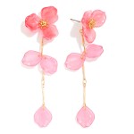 Wholesale acetate Flower Linked Petals Post Drop Earrings L