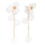 Wholesale acetate Flower Linked Petals Post Drop Earrings L