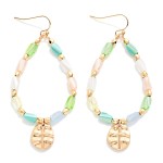 Wholesale faceted Cylinder Beaded Teardrop Earrings Hammered Metal Cross Pendant
