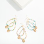 Wholesale faceted Cylinder Beaded Teardrop Earrings Hammered Metal Cross Pendant