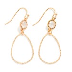 Wholesale textured Metal Teardrop Drop Earrings Glass Crystal Detail L