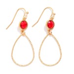 Wholesale textured Metal Teardrop Drop Earrings Glass Crystal Detail L