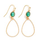 Wholesale textured Metal Teardrop Drop Earrings Glass Crystal Detail L
