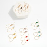 Wholesale textured Metal Teardrop Drop Earrings Glass Crystal Detail L