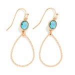 Wholesale textured Metal Teardrop Drop Earrings Glass Crystal Detail L