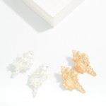 Wholesale large Metal Pearl Murex Drop Earrings L