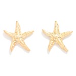 Wholesale textured Metal Starfish Post Drop Earrings L