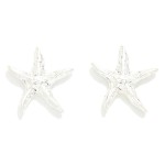 Wholesale textured Metal Starfish Post Drop Earrings L