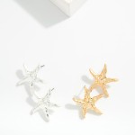 Wholesale textured Metal Starfish Post Drop Earrings L