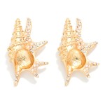 Wholesale metal Rhinestone Murex Shell Post Drop Earrings L