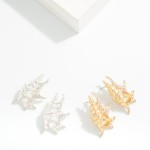 Wholesale metal Rhinestone Murex Shell Post Drop Earrings L