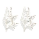 Wholesale metal Rhinestone Murex Shell Post Drop Earrings L