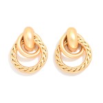 Wholesale layered Metal Hoop Door Knocker Post Drop Earrings Twisted Metal Detai